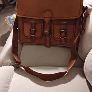 Elegant Tan Leather Laptop Bag